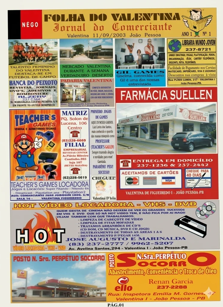 Primeira edição do jornal de bairro Folha do Valentina - 11 de setembro de 2003.