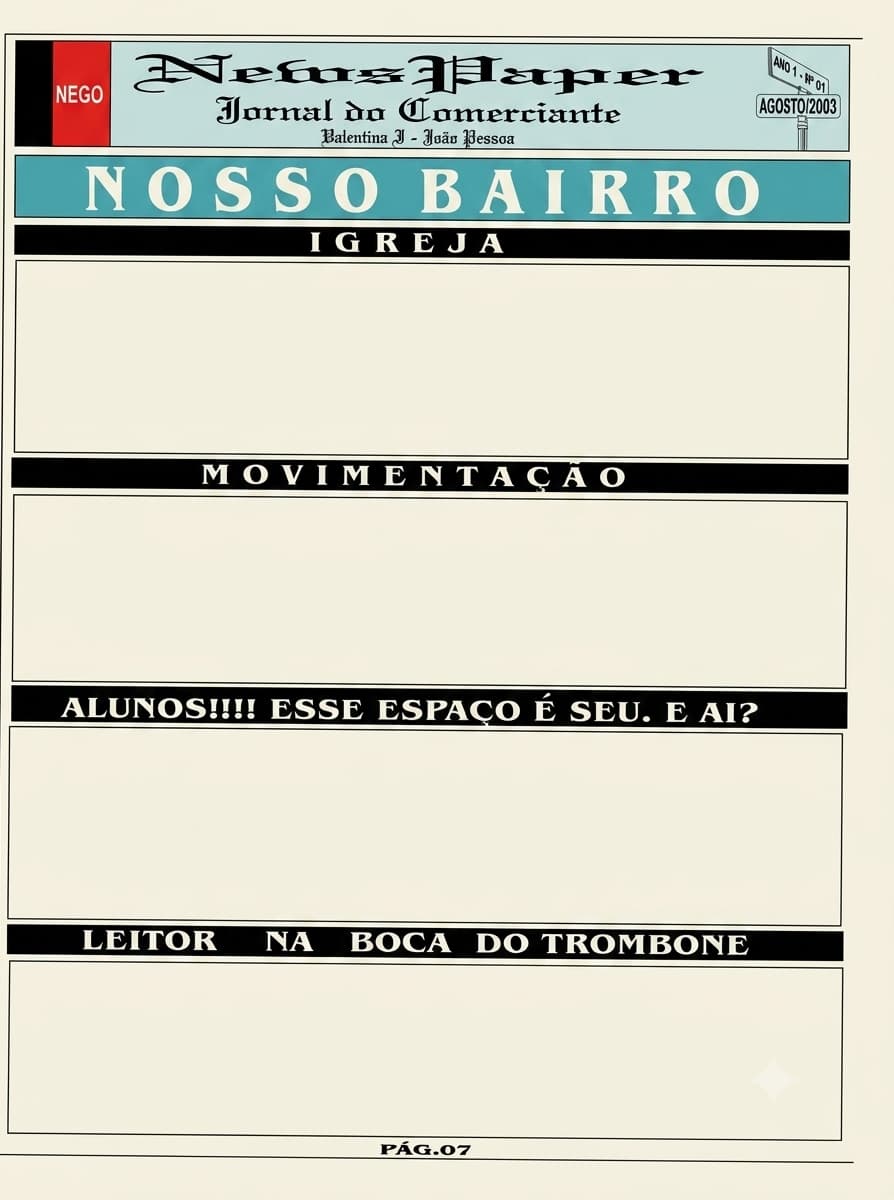Página 7 do esboço do jornal impresso.